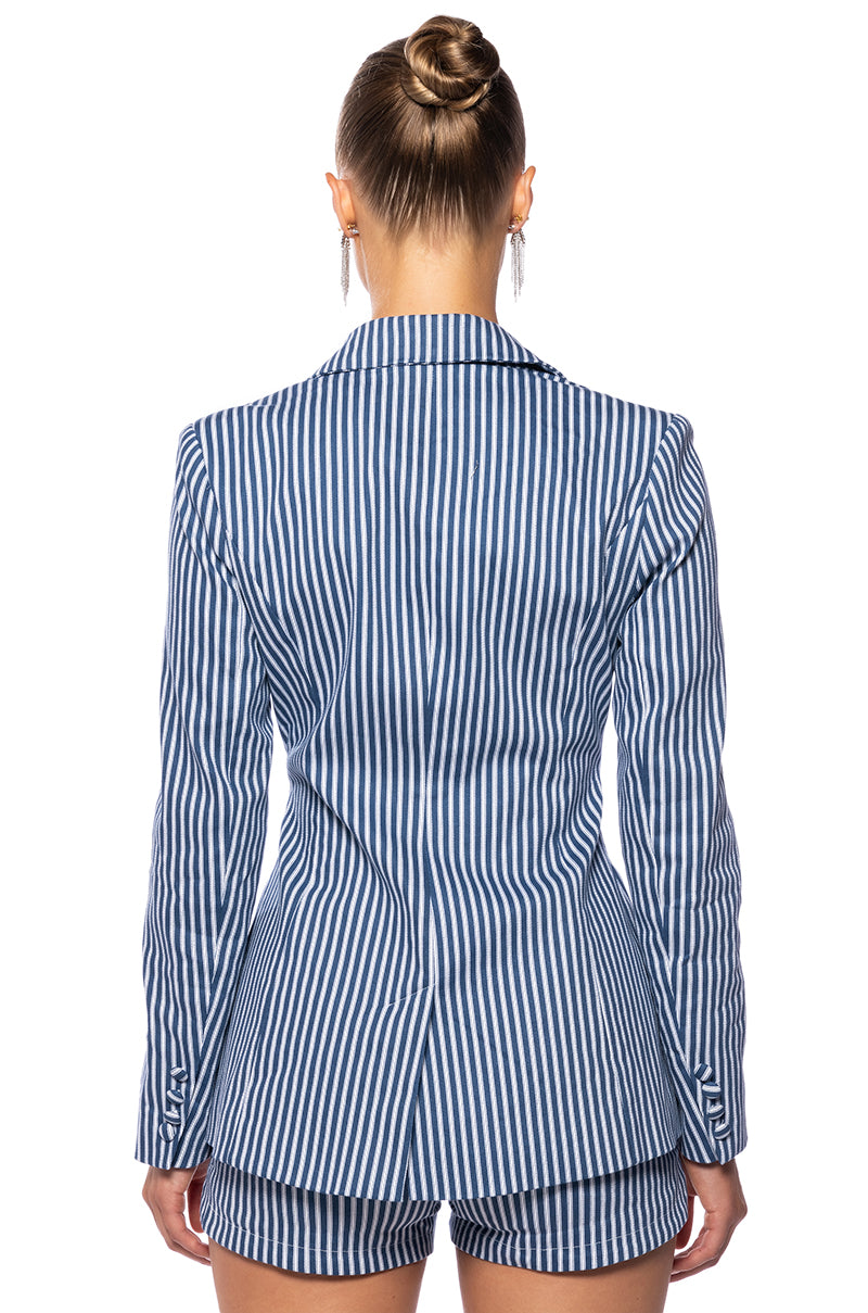 HANSEL PIN STRIPE FITTED BLAZER