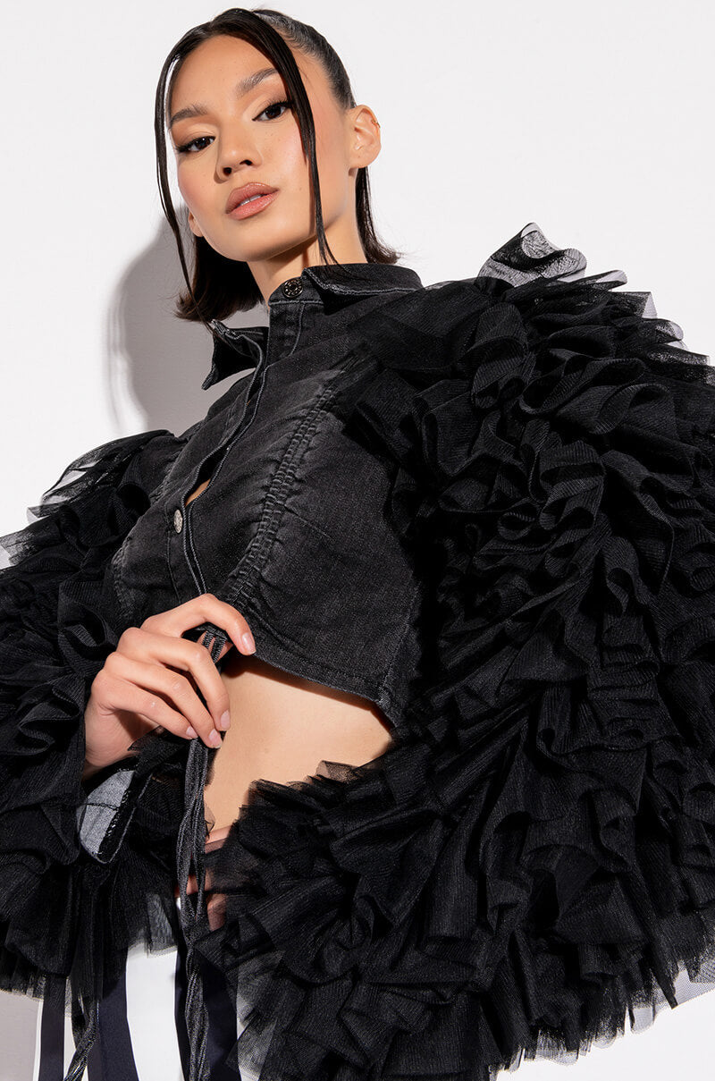 HIGHWAY TO HELL RUFFLE ARM JACKET