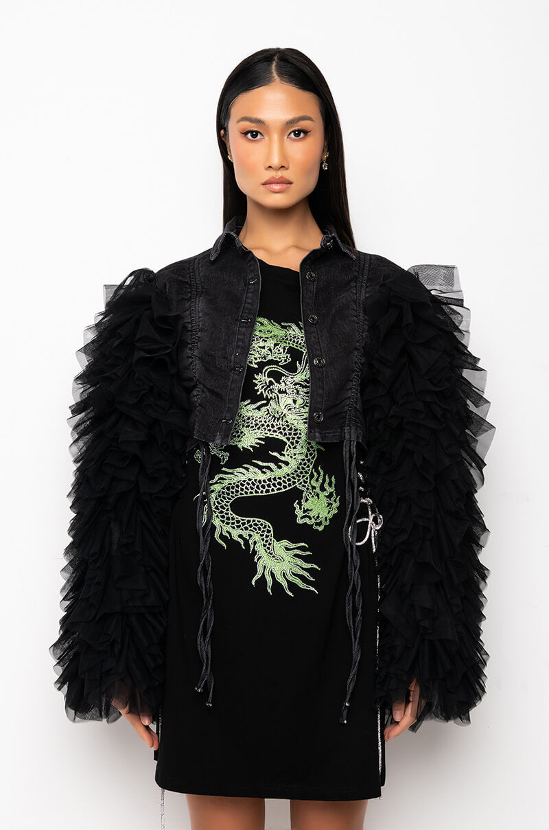 HIGHWAY TO HELL RUFFLE ARM JACKET