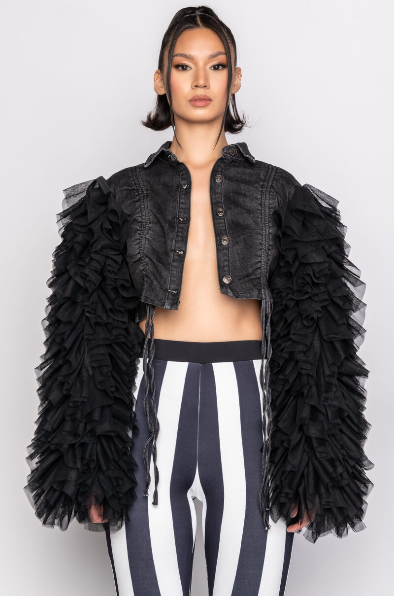 HIGHWAY TO HELL RUFFLE ARM JACKET