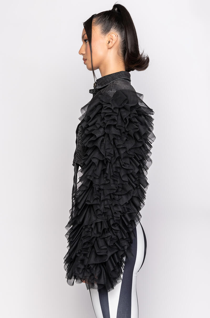 HIGHWAY TO HELL RUFFLE ARM JACKET