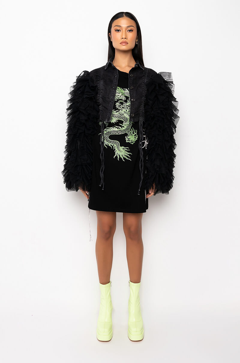 HIGHWAY TO HELL RUFFLE ARM JACKET