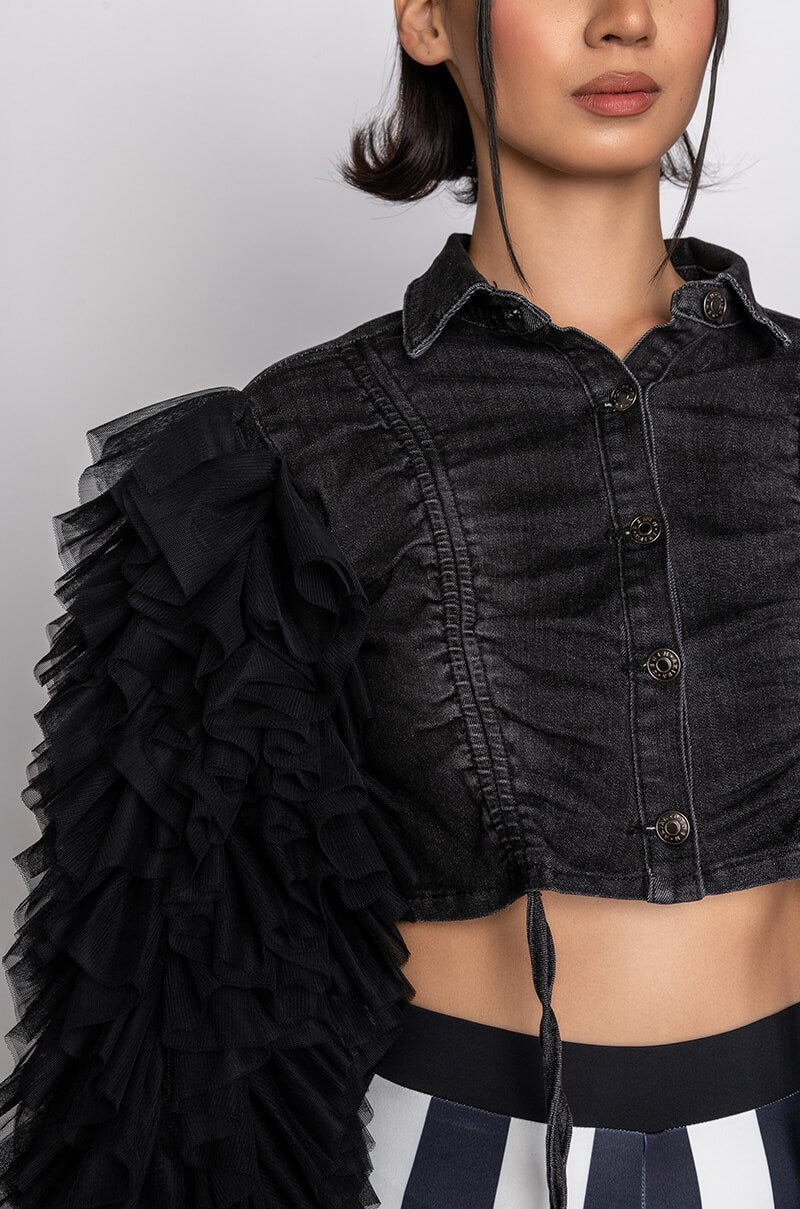 HIGHWAY TO HELL RUFFLE ARM JACKET