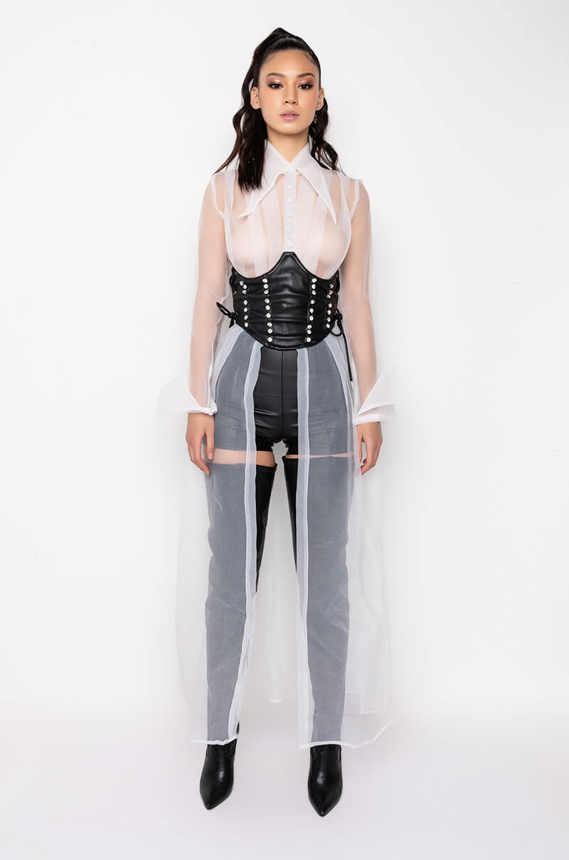 HITCHED SHEER CHIFFON TRENCH