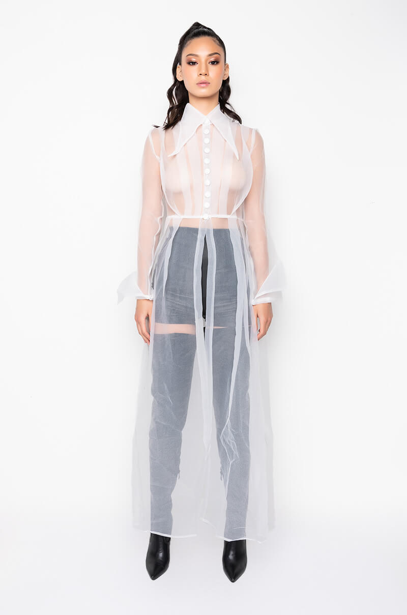 HITCHED SHEER CHIFFON TRENCH