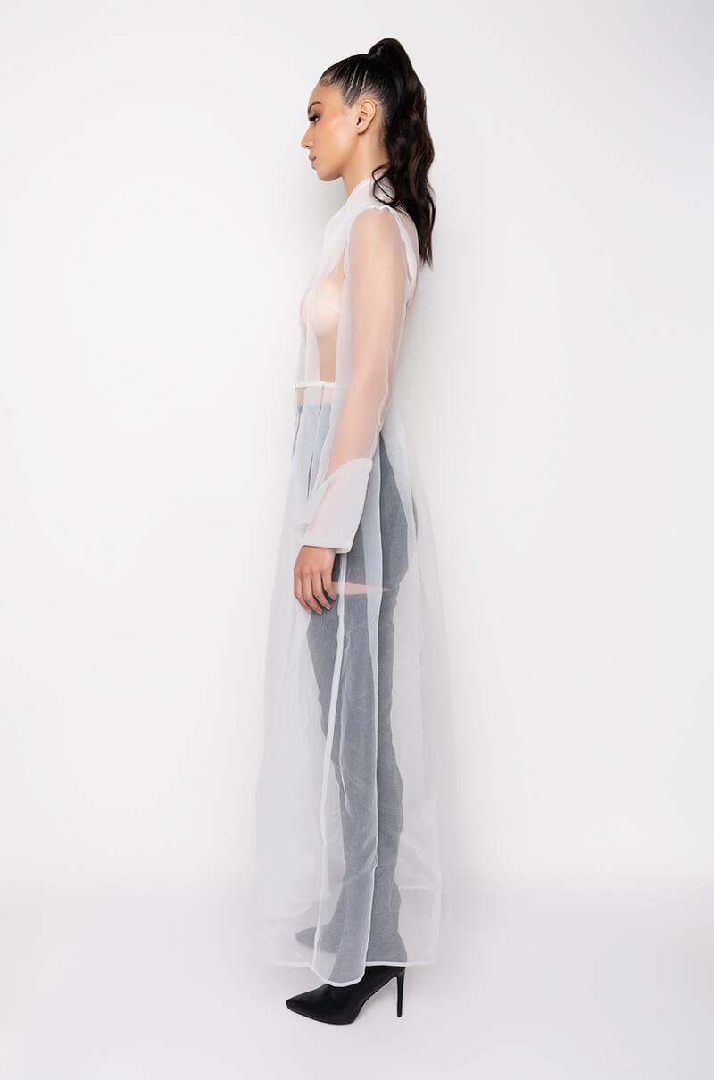 HITCHED SHEER CHIFFON TRENCH