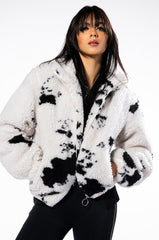 NO CAP CROPPED SATIN VARSITY BOMBER