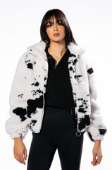 NO CAP CROPPED SATIN VARSITY BOMBER