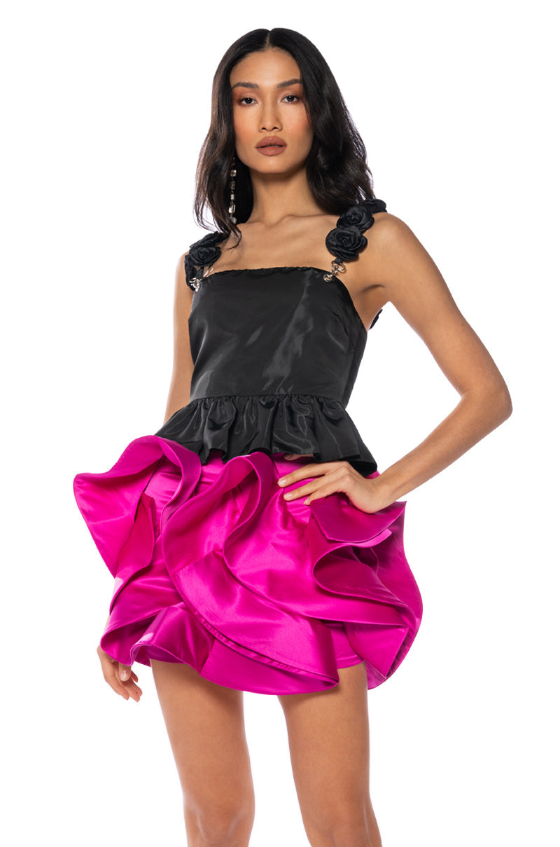 IN FULL BLOOM RUFFLED MINI SKIRT