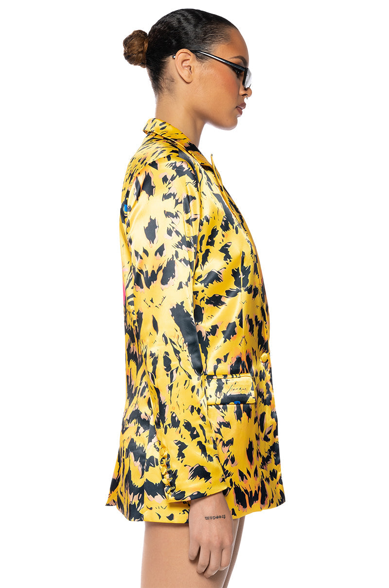 INTO THE WILD PRINTED SATIN BLAZER