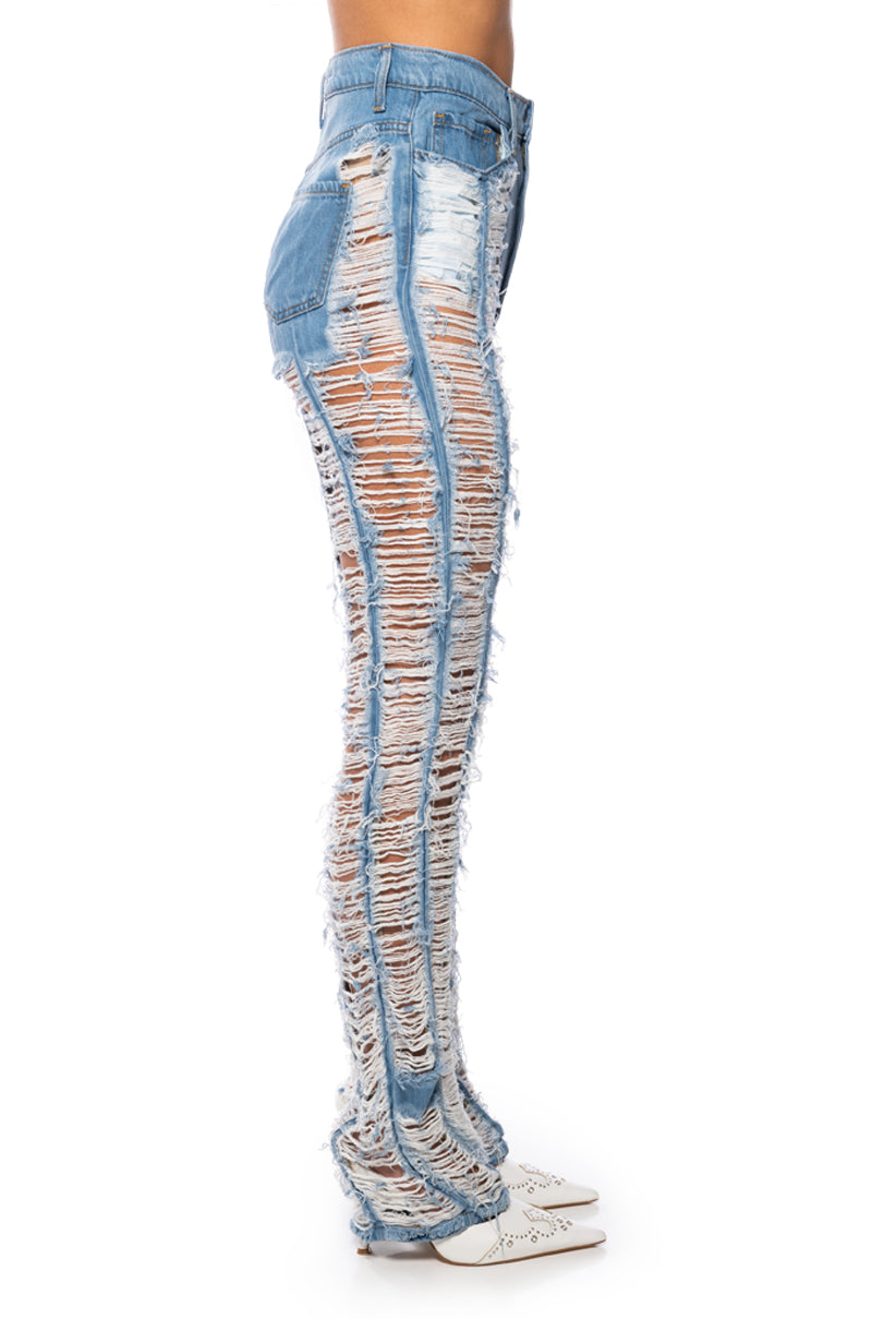 KEEP IT TOGETHER FULLY DISTRESSED STRAIGHT JEANS