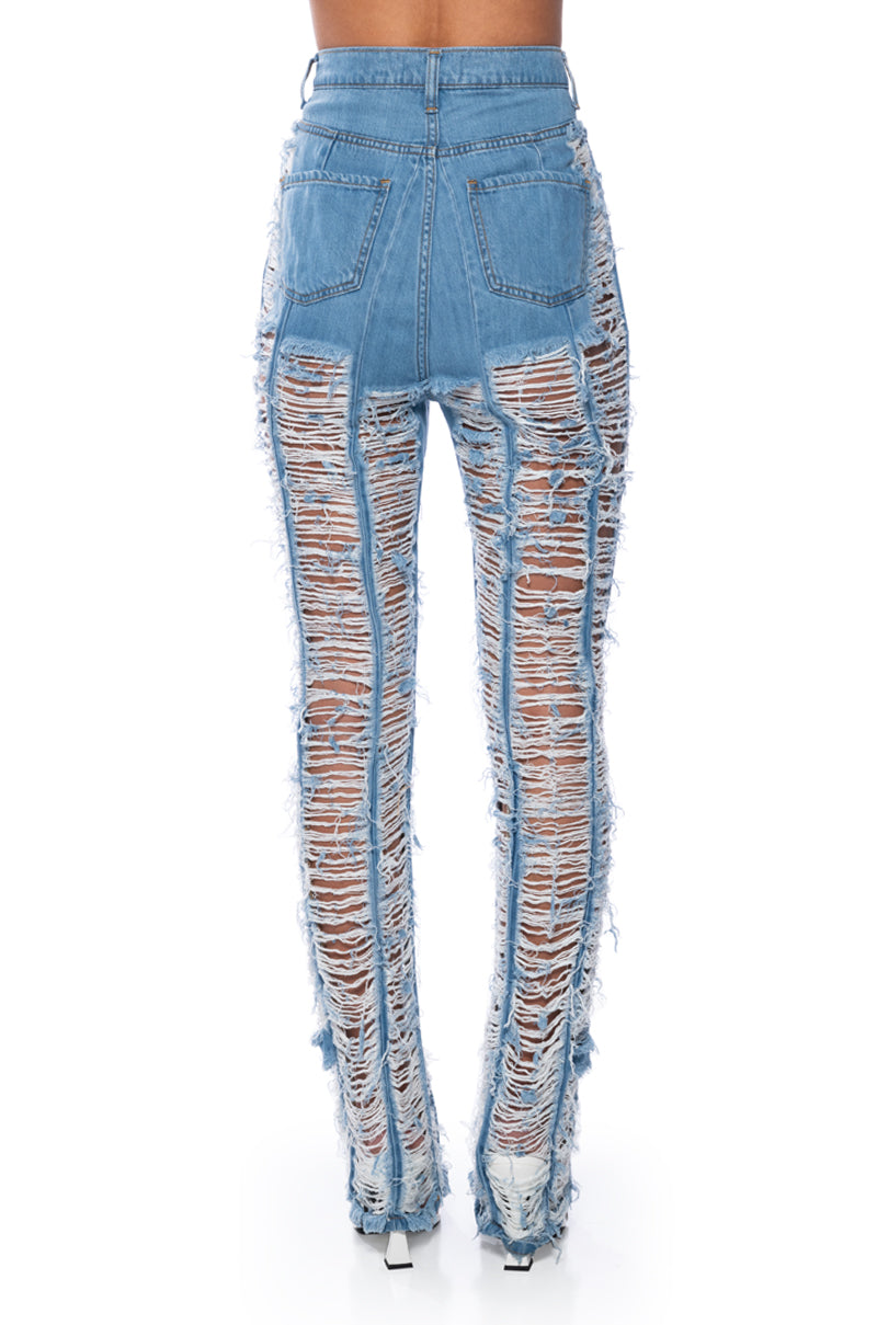 KEEP IT TOGETHER FULLY DISTRESSED STRAIGHT JEANS