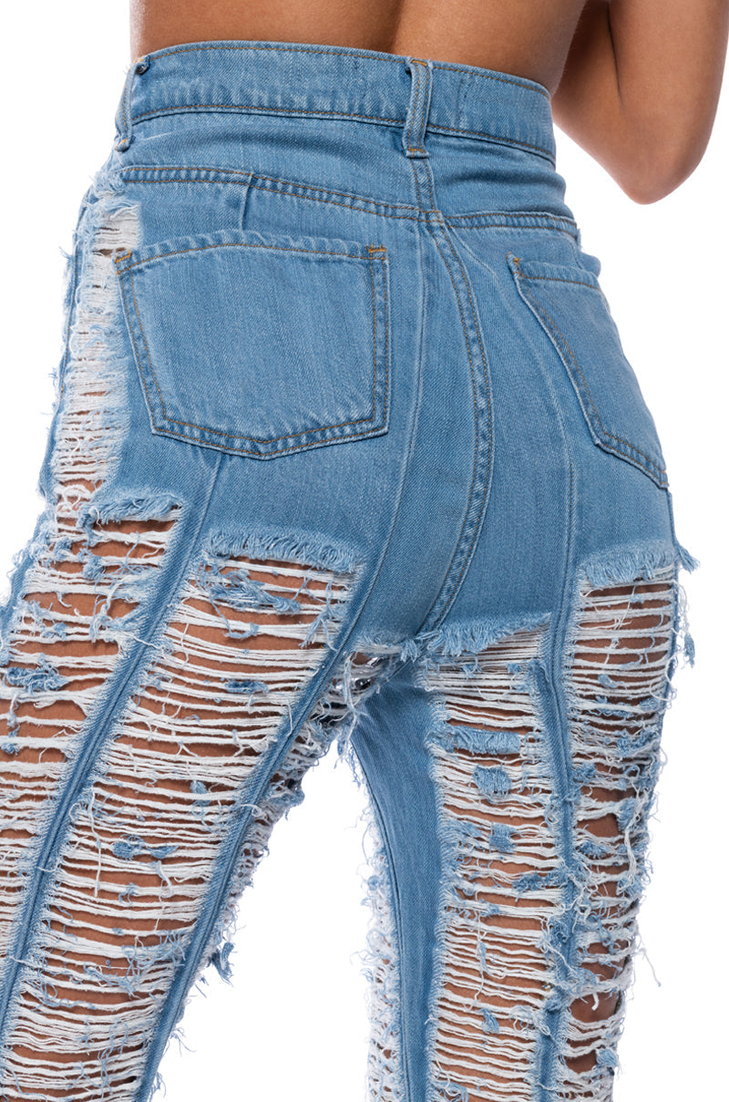 KEEP IT TOGETHER FULLY DISTRESSED STRAIGHT JEANS