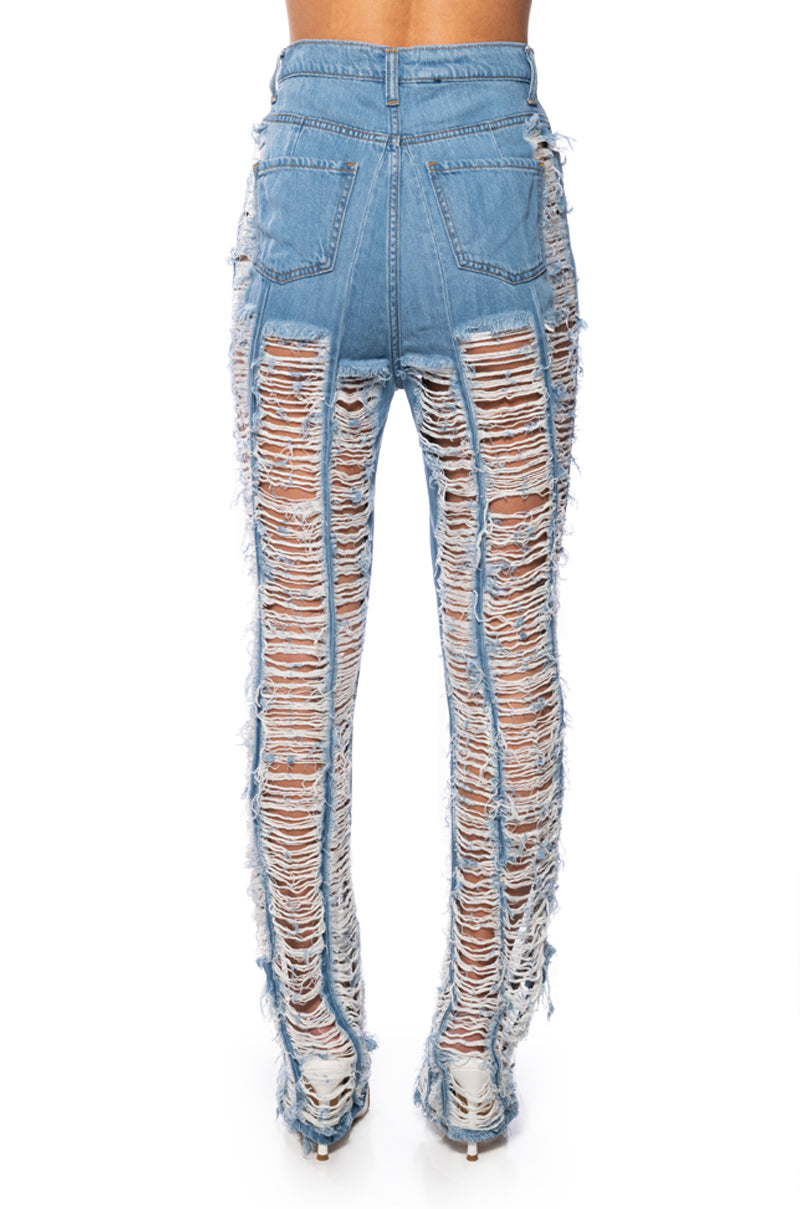 KEEP IT TOGETHER FULLY DISTRESSED STRAIGHT JEANS
