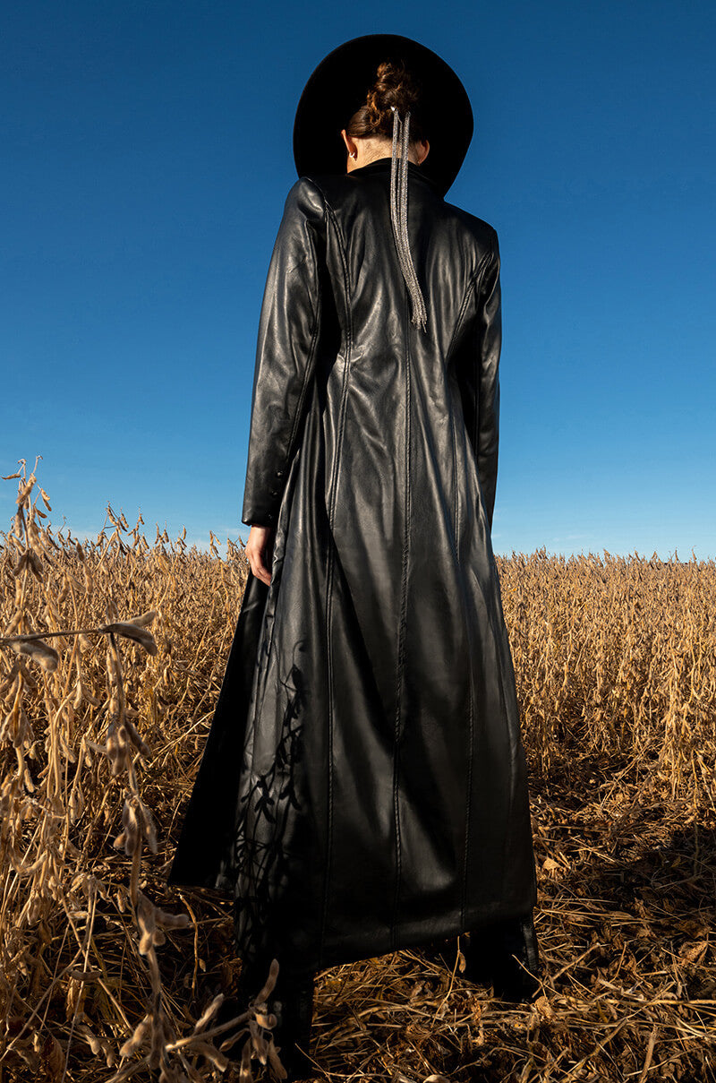 KIM LONG PU TRENCH WITH CHEETAH LINING