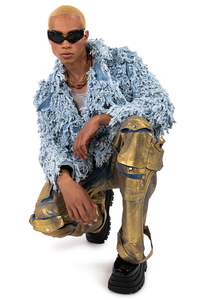 LA ISLA METALLIC CARGO JEANS