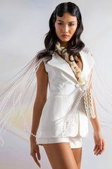 LA MODA PEARL SHOULDER PAD BLAZER