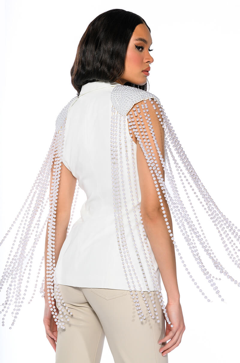 LA MODA PEARL SHOULDER PAD BLAZER