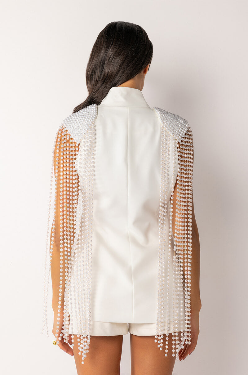 LA MODA PEARL SHOULDER PAD BLAZER