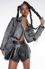 LET IT BE KNOWN PU MINI SHORTS