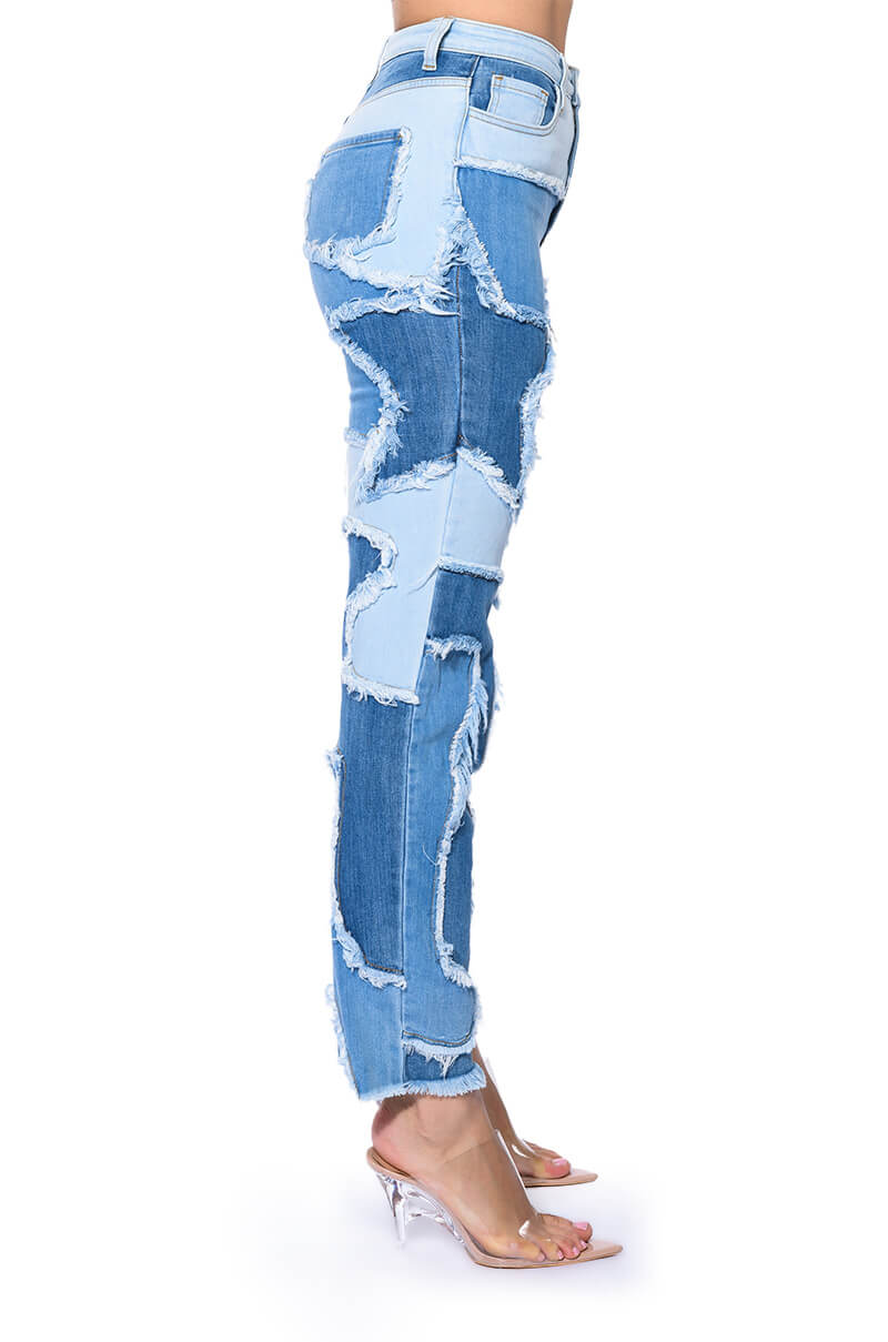 LITTLE BIT OF FUN FRAYED RELAXED FIT JEANS