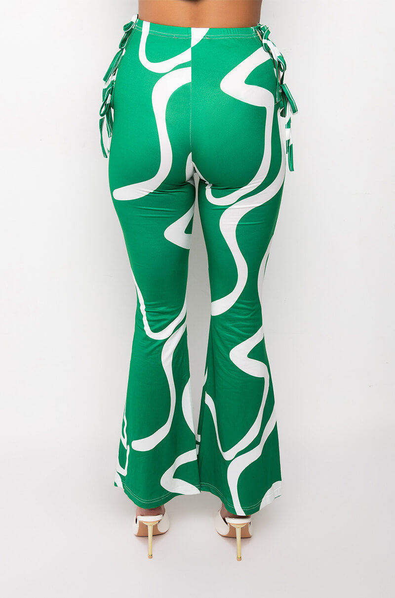 LOVELY TIE DETAIL FLARED LEGGING