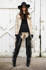 BEIGE PLEATHER TRENCH COAT WITH STUDS