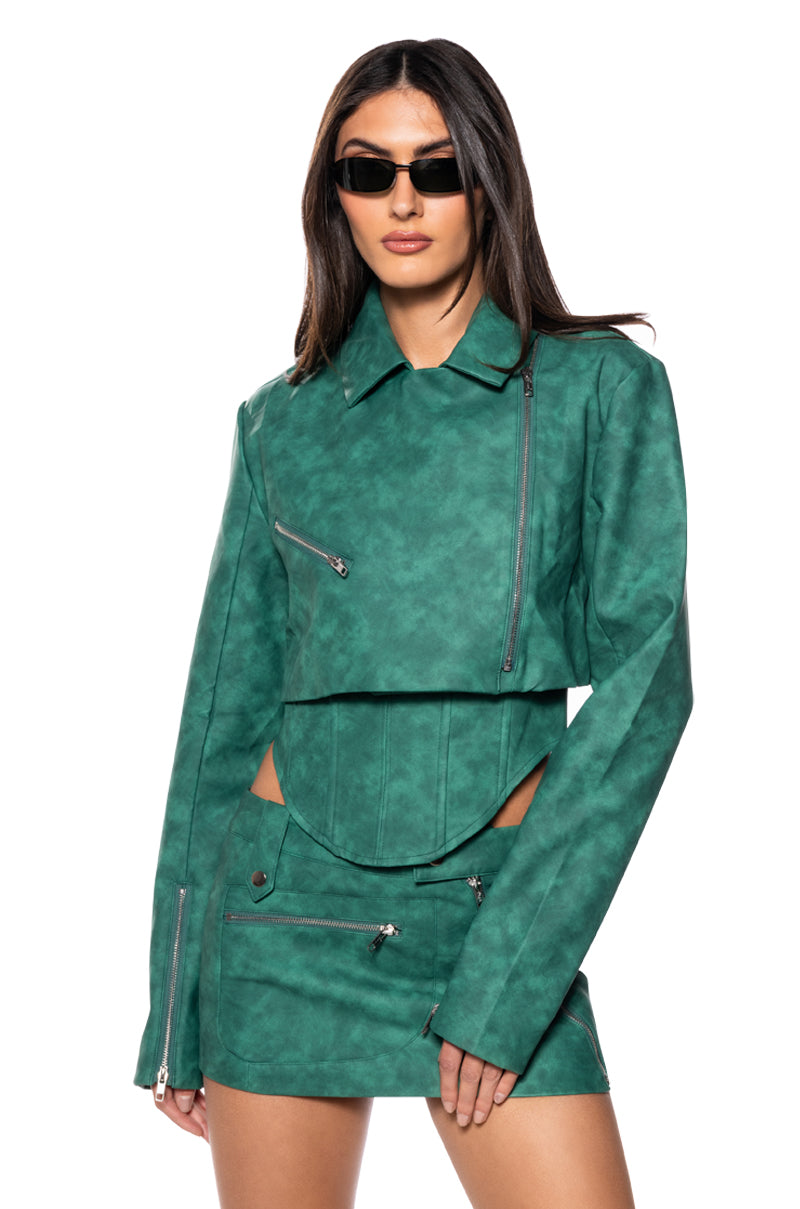 LUCKY ME MOTO FAUX LEATHER JACKET