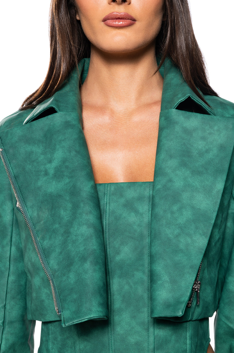 LUCKY ME MOTO FAUX LEATHER JACKET