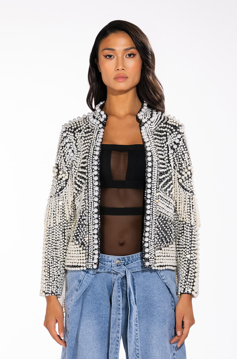 LUXE ALL OVER PEARL ALIX JACKET