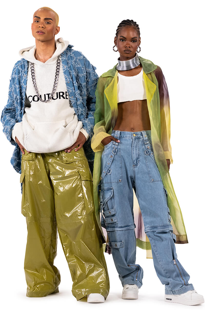 MAKE A MOVE EXTRA WIDE BAGGY CARGO JEANS