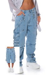 MAKE A MOVE EXTRA WIDE BAGGY CARGO JEANS