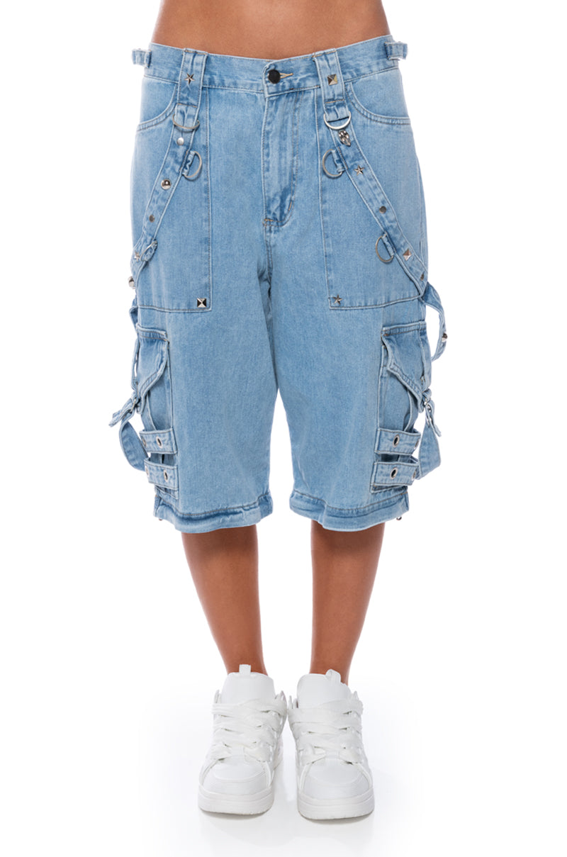 MAKE A MOVE EXTRA WIDE BAGGY CARGO JEANS
