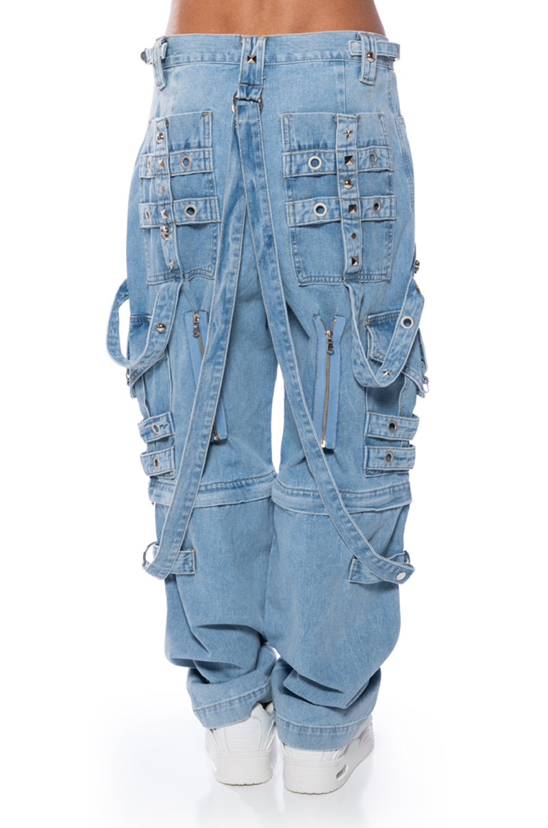 MAKE A MOVE EXTRA WIDE BAGGY CARGO JEANS