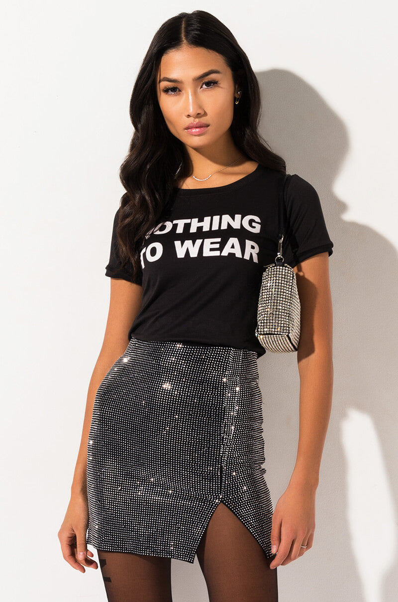 SEXY RHINESTONE MINI SKIRT