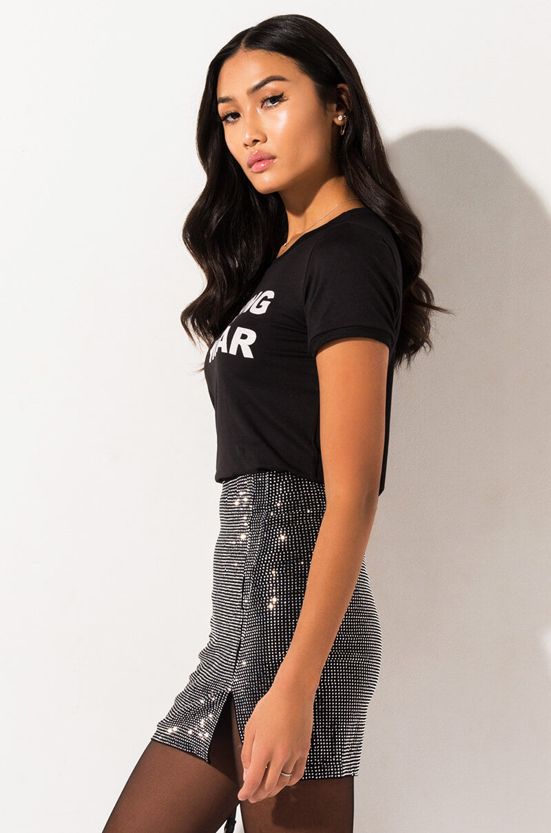 SEXY RHINESTONE MINI SKIRT