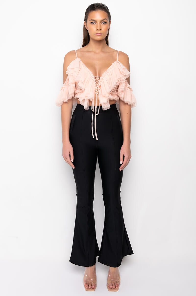 MAKING MOVES HIGH WAISTED FLARE TROUSER