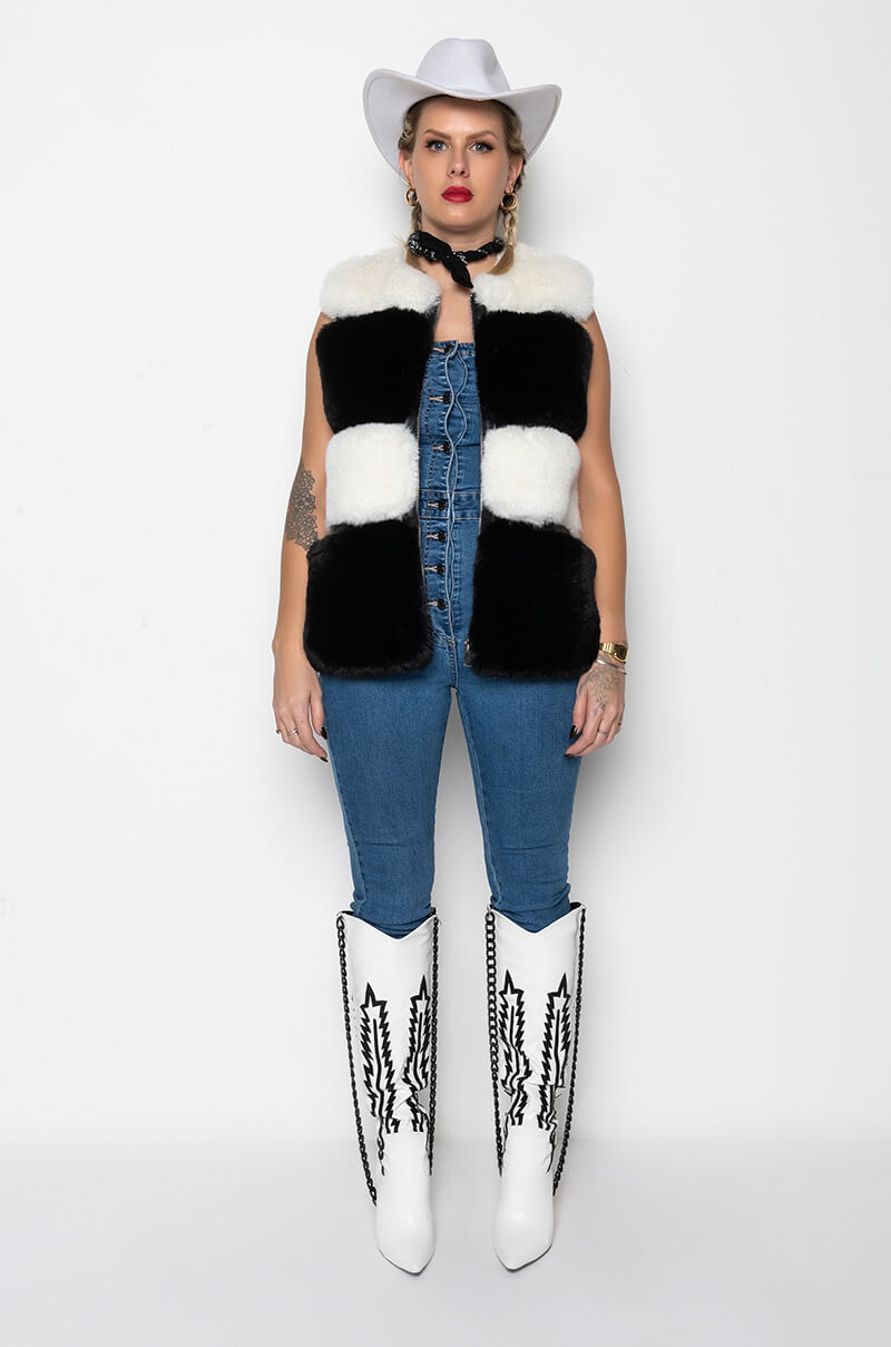 MAMA FAUX FUR PANEL VEST