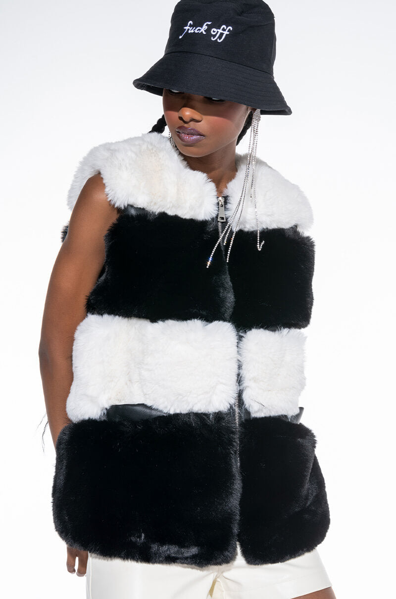 MAMA FAUX FUR PANEL VEST