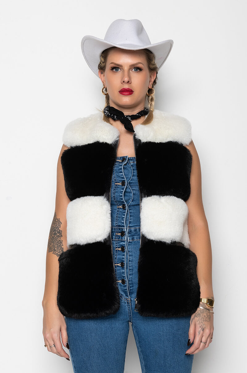 MAMA FAUX FUR PANEL VEST
