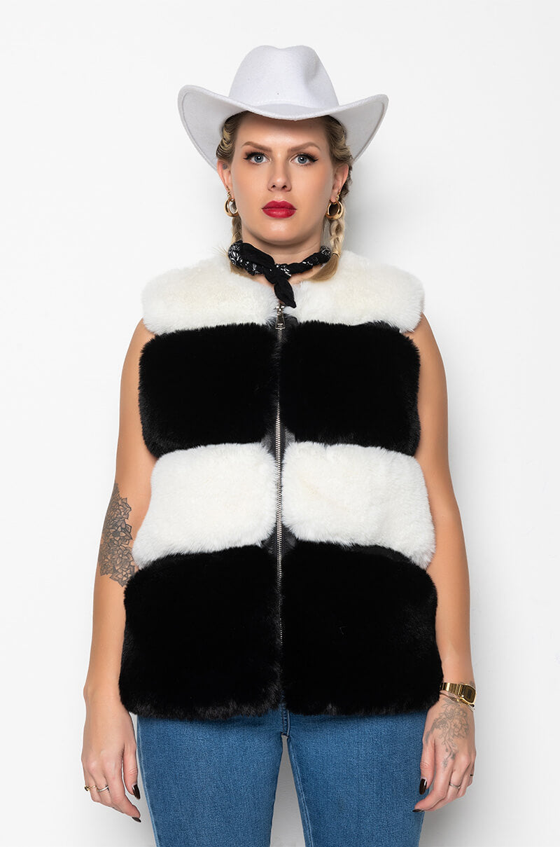 MAMA FAUX FUR PANEL VEST