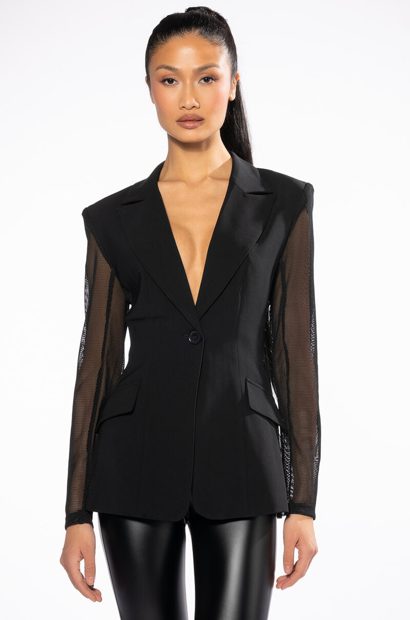 MESH BODICE AND SLEEVE BLAZER
