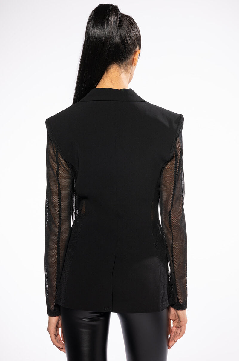 MESH BODICE AND SLEEVE BLAZER