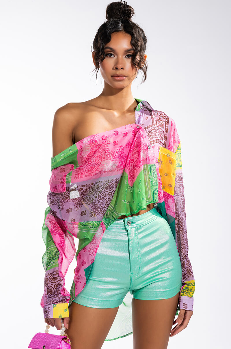 OUTTA THIS WORLD COATED METALLIC SHORT