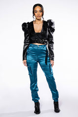 MISSION IMPOSSIBLE SATIN CARGO JOGGER PANTS