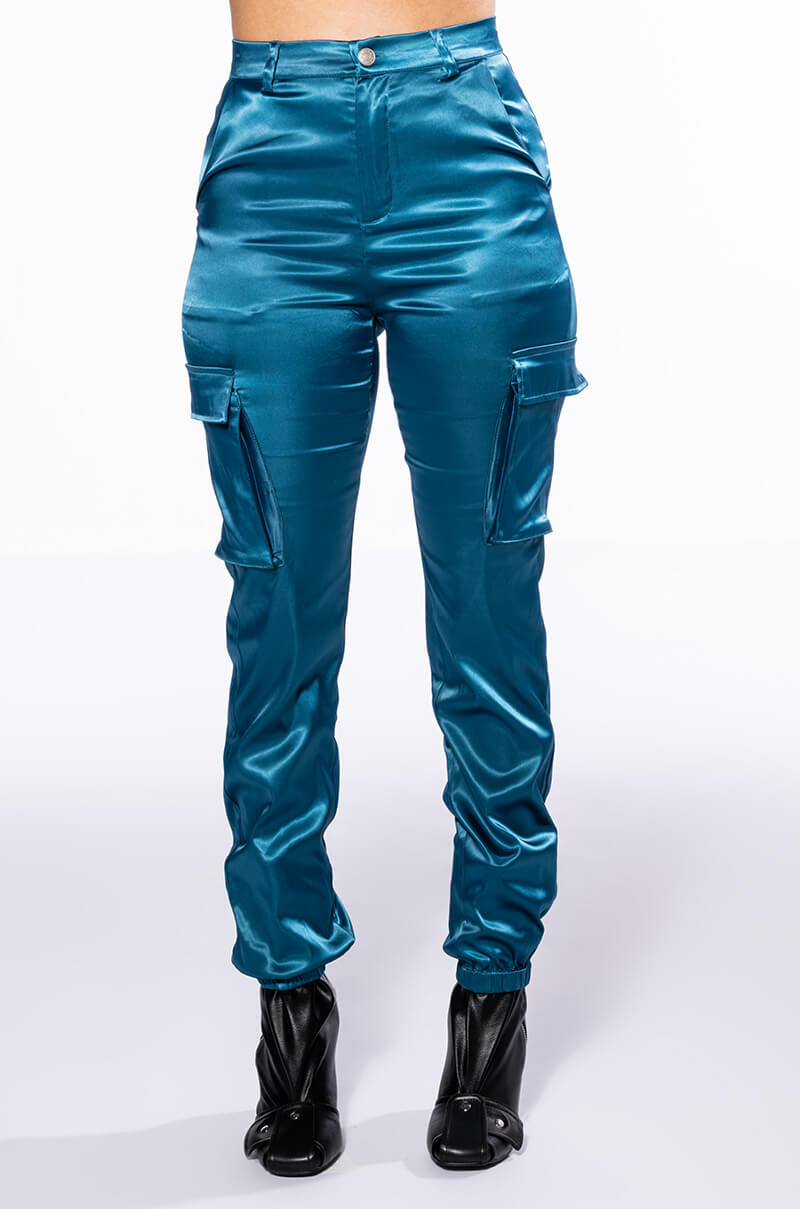 MISSION IMPOSSIBLE SATIN CARGO JOGGER PANTS
