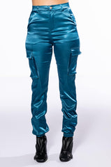 MISSION IMPOSSIBLE SATIN CARGO JOGGER PANTS