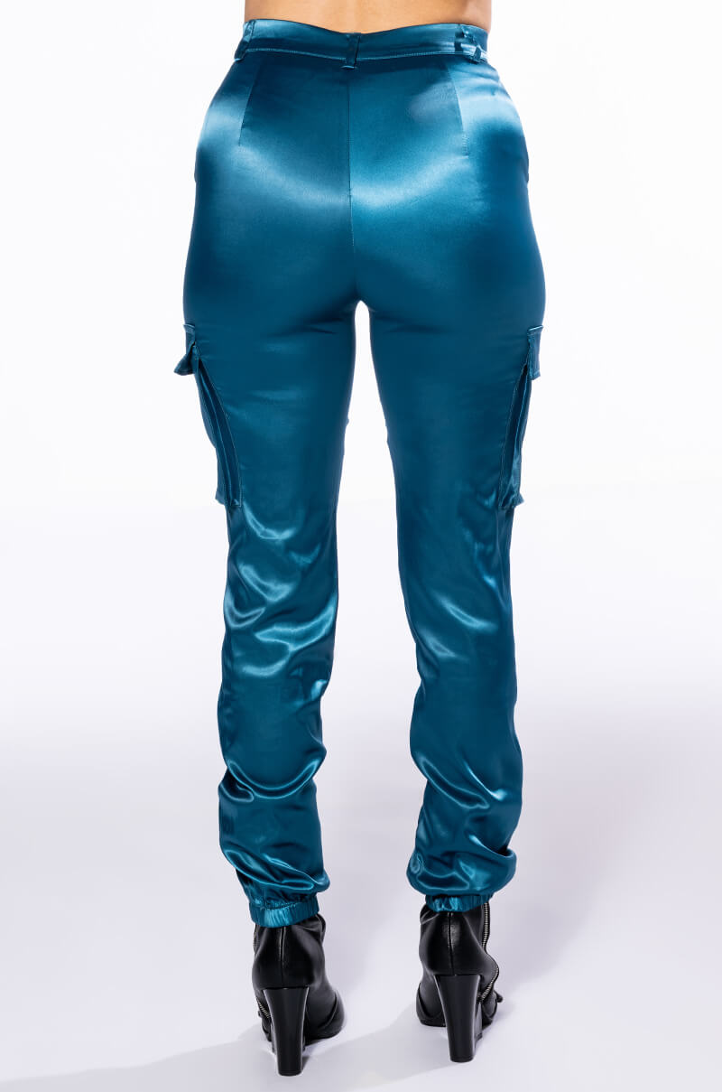 MISSION IMPOSSIBLE SATIN CARGO JOGGER PANTS