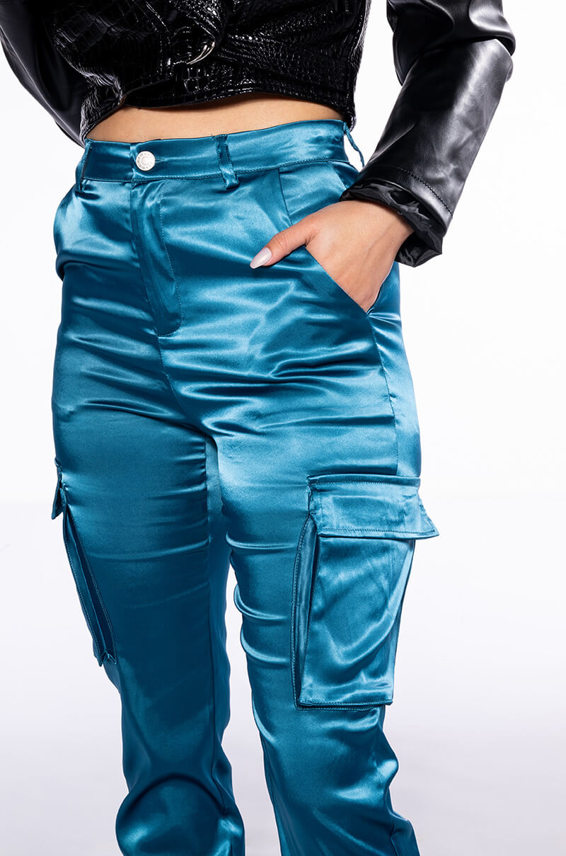 MISSION IMPOSSIBLE SATIN CARGO JOGGER PANTS