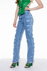 NINA HIGH WAISTED SIDE SLITS WIDE LEG JEANS